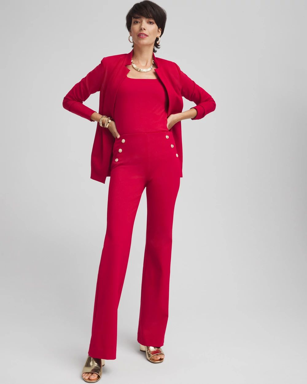 Juliet Ponte Button Detail Flare Pants | Chico's